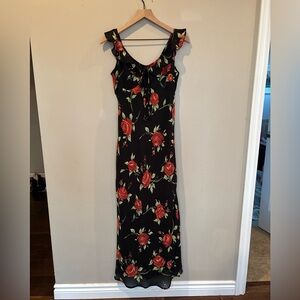 Floral Black Dress Valentine’s Day Outfit Romantic Sexy Vintage